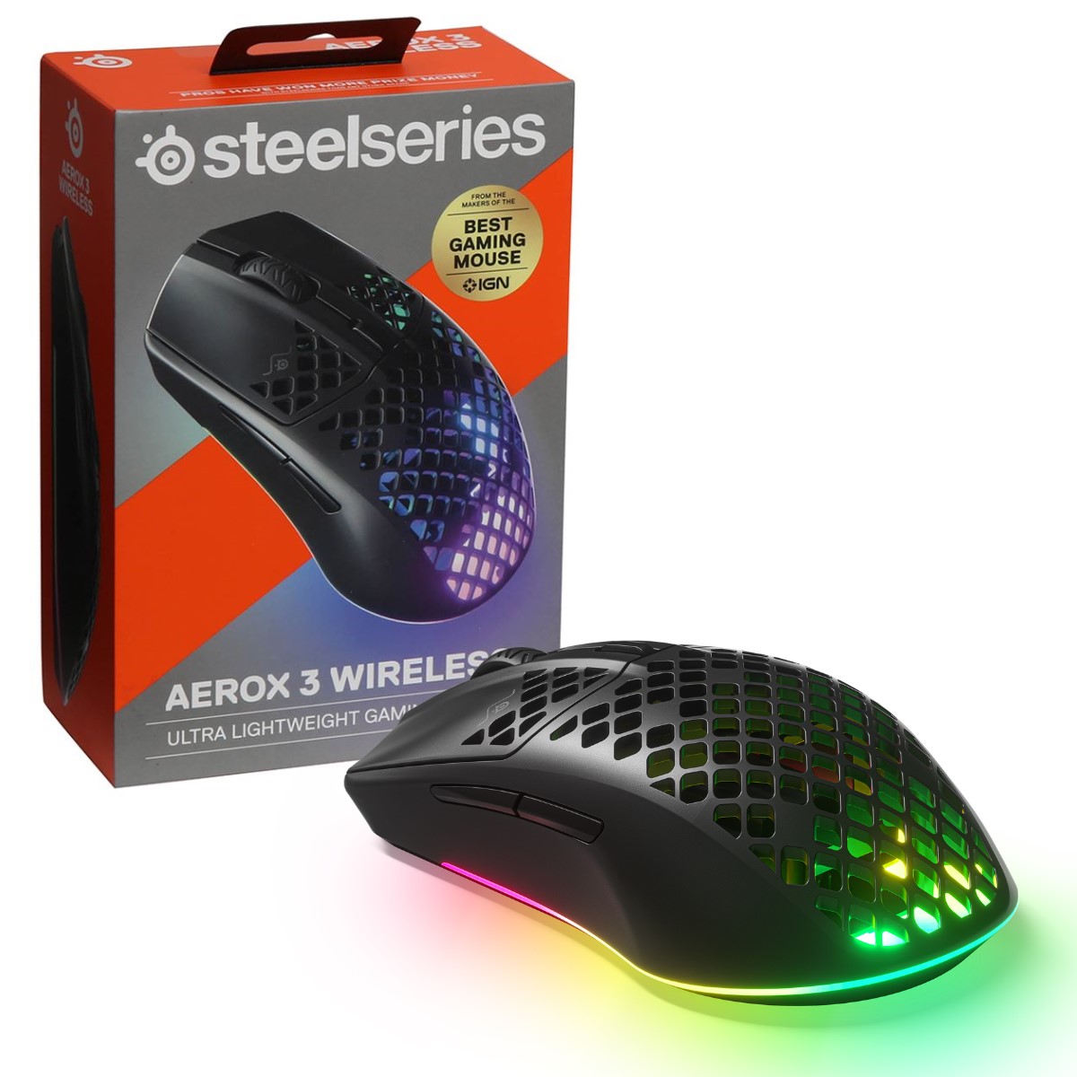 SteelSeries Aerox 3 Wireless Ultra Lightweight USB RGTB Optical
