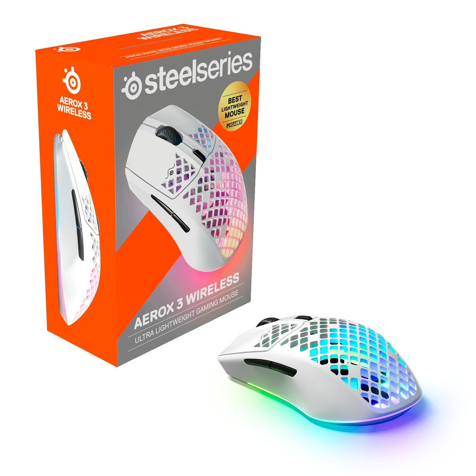 Steelseries 2022 Aerox 3 Wireless Ergonomic Gaming Mouse - Snow